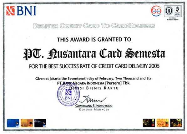 The Best Success rate of Credit Card Delivery 2005